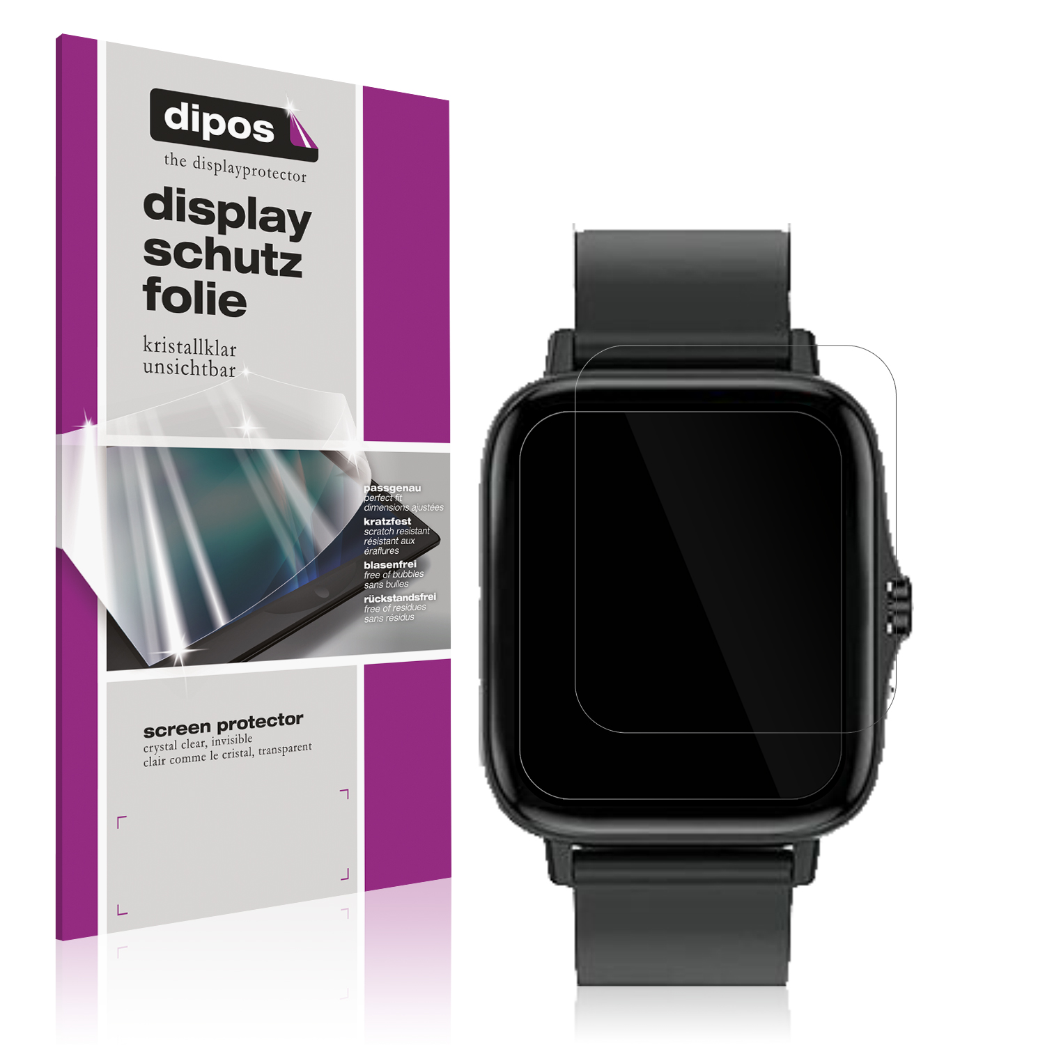 Schutzfolie für Kaseemi 1,7 Zoll Smartwatch Display Folie klar