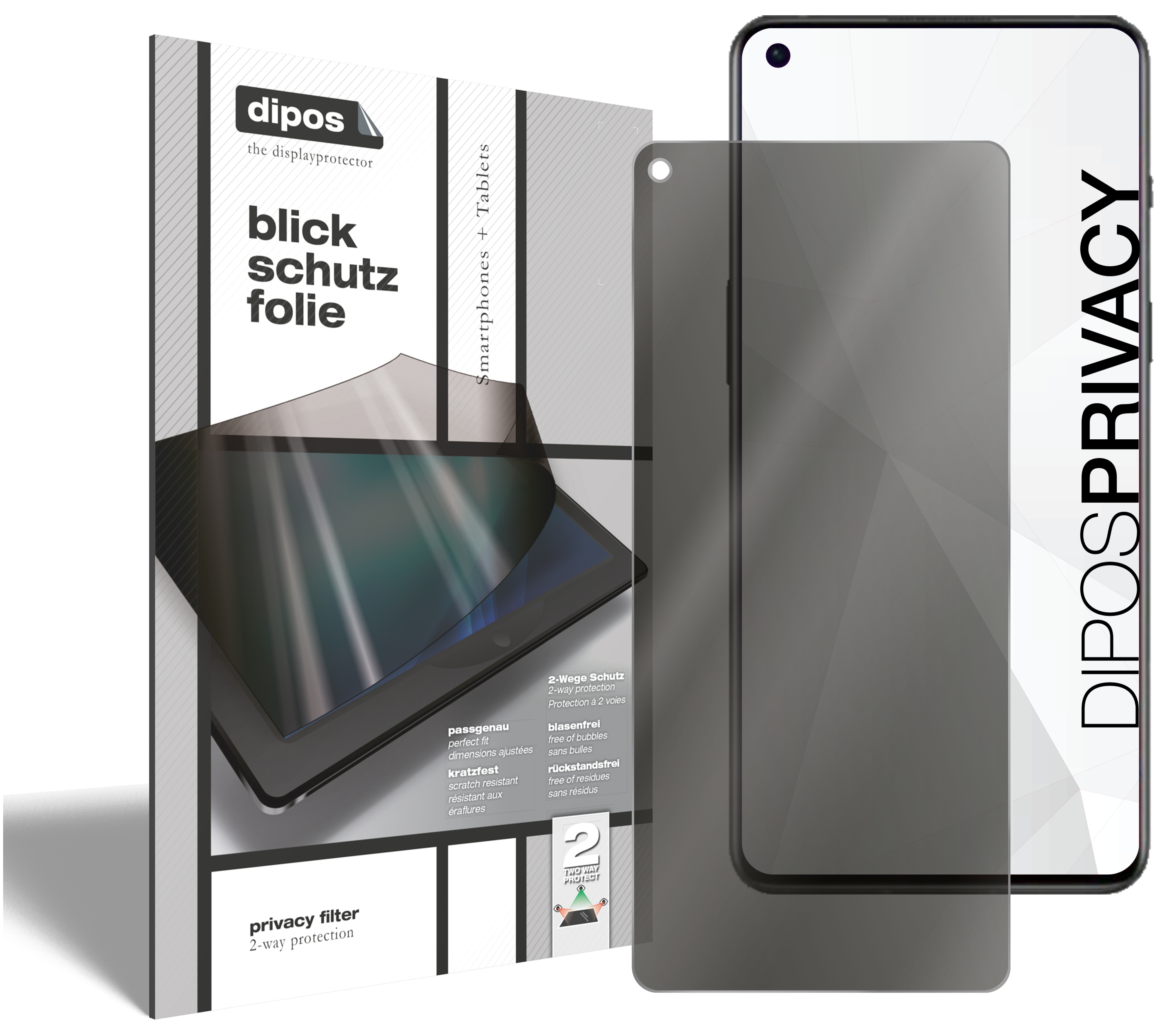 2x Blickschutzfolie fr OnePlus 9RT 9H Schutzfolie Sichtschutz Folie Display